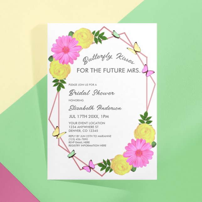 Butterfly Kisses For The Future Mrs. Bridal Shower Invitation (Creator Uploaded)