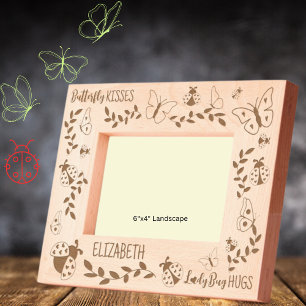 Butterfly Kisses, Ladybug Hugs Personalised 6x4 Etched Frames