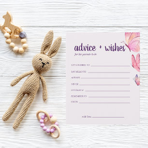 Butterfly Kisses New Parents Advice Card   Pink
