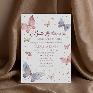 Butterfly Kisses Pastel Baby Shower Invitation