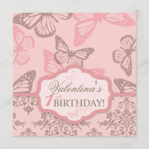 Butterfly Kisses Petal Birthday Invitation Square