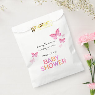 Butterfly Kisses Pink Baby Shower Favour Bags