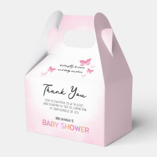 Butterfly Kisses Pink Baby Shower Thank You Favour Box