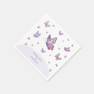 Butterfly Kisses Purple Baby Shower Napkin