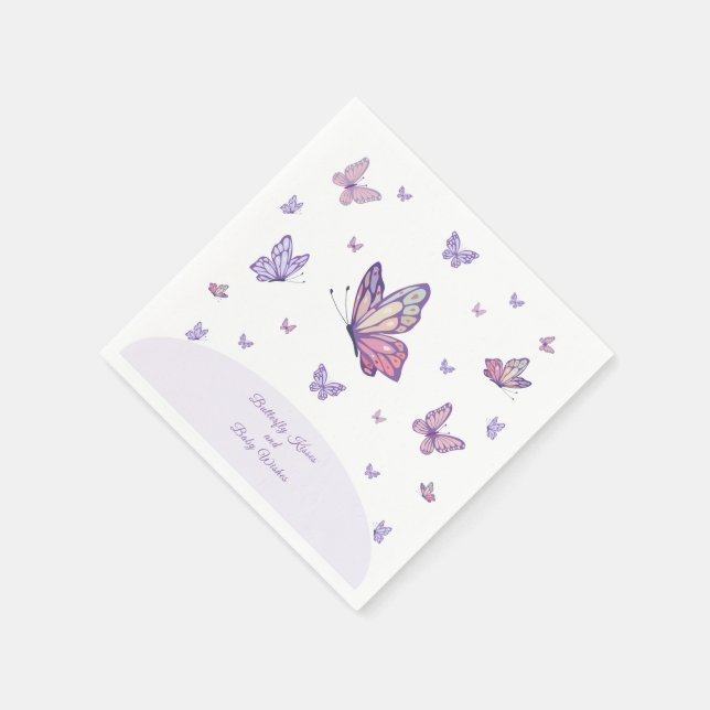 Butterfly Kisses Purple Baby Shower  Napkin (Corner)