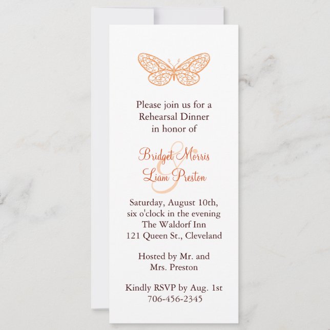 Butterfly Kisses Rehearsal Dinner Invite (Front)