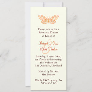 Butterfly Kisses Rehearsal Dinner ivory Invitation