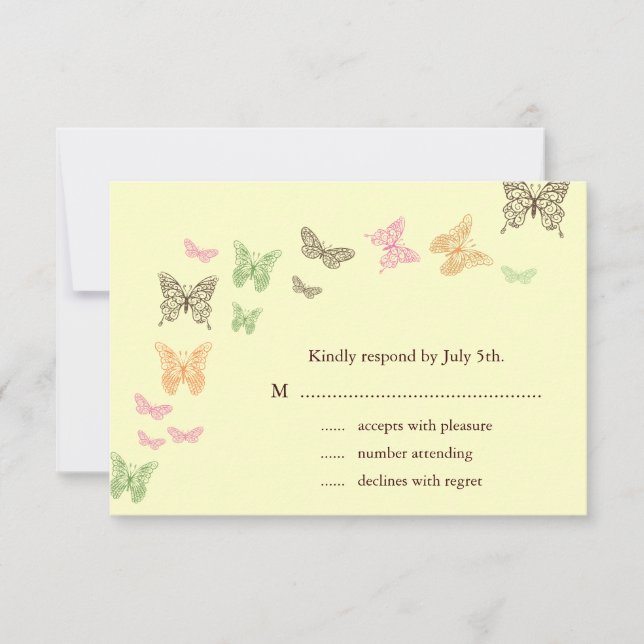 Butterfly Kisses RSVP yellow (Front)