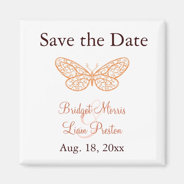 Butterfly Kisses Save the Date Magnet (Front)