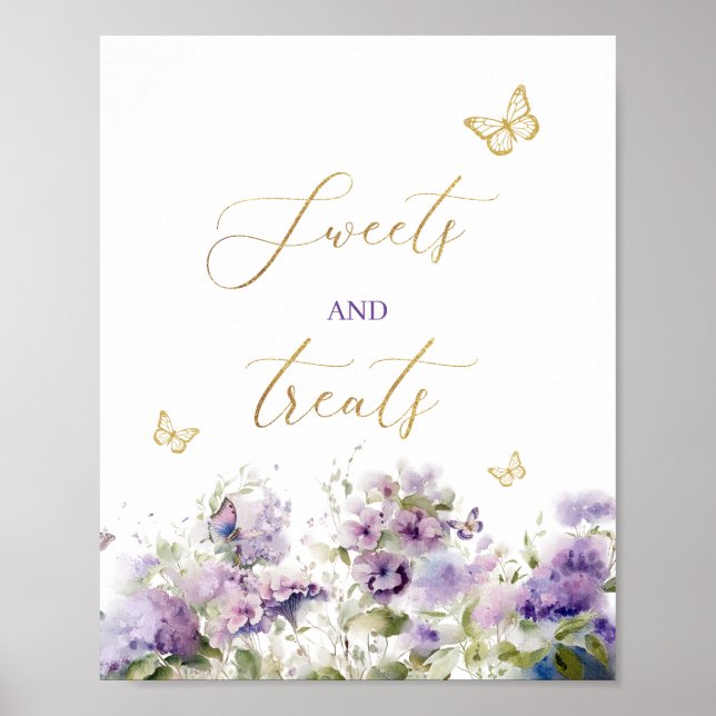 Butterfly kisses sweets treats flowers Baby Shower Poster (Front)