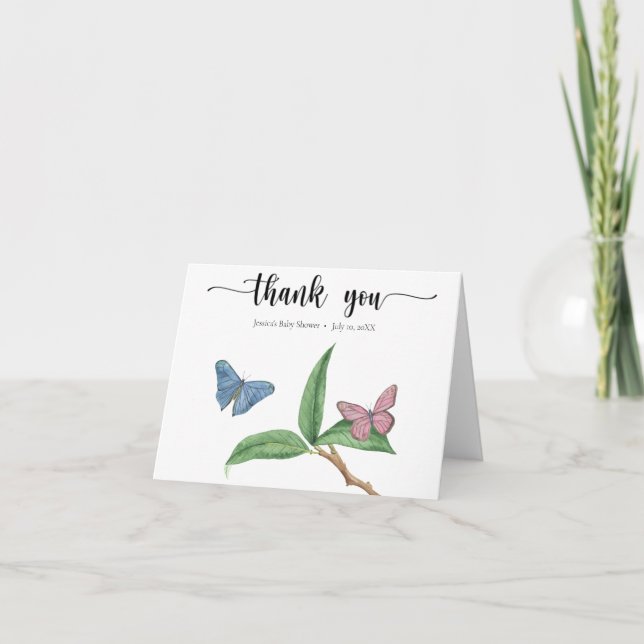 Butterfly Kisses Thank You Card (Front)