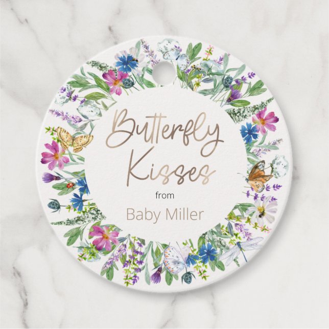Butterfly Kisses Thank you Favour Tags (Front)