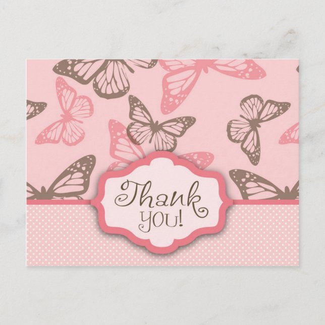 Butterfly Kisses Thank You Postcard (Front)