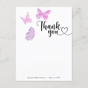 Butterfly Kisses Thank You Postcard