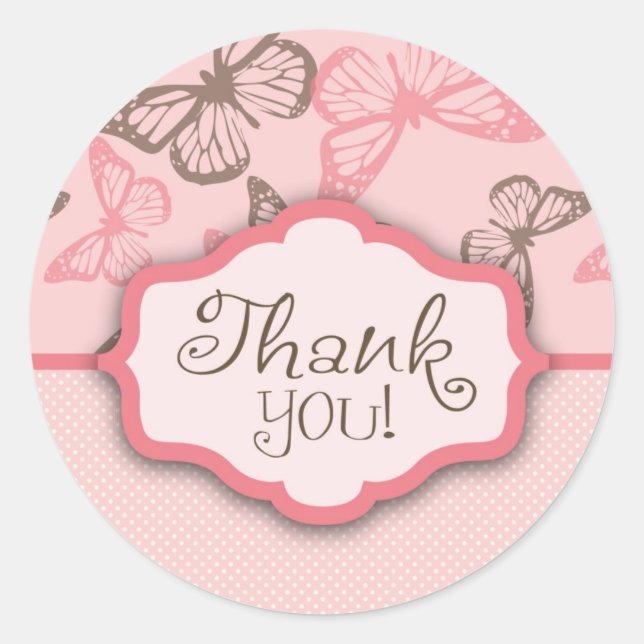 Butterfly Kisses Thank You Sticker (Front)