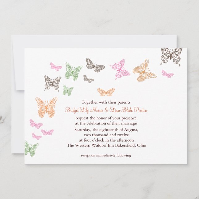Butterfly Kisses Wedding Invitation (Front)