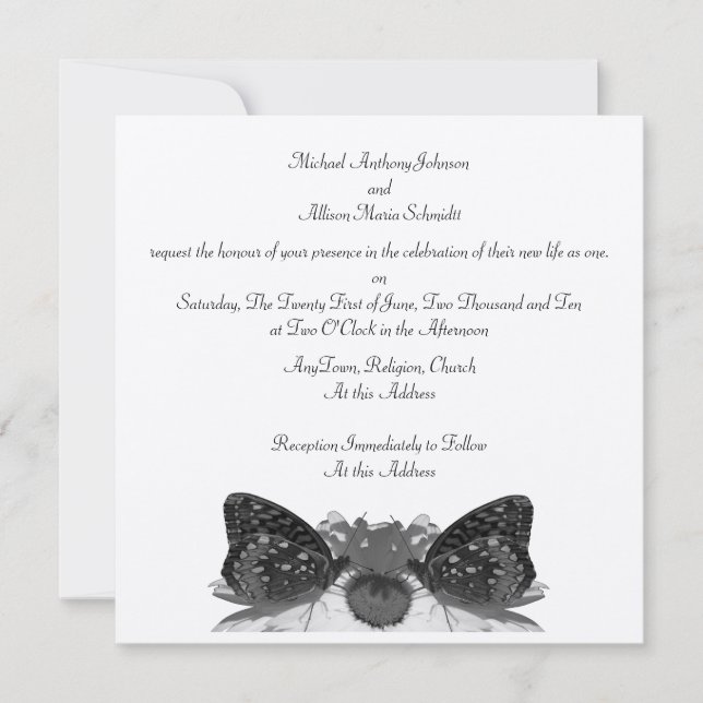 Butterfly Kisses Wedding Invitation (Front)