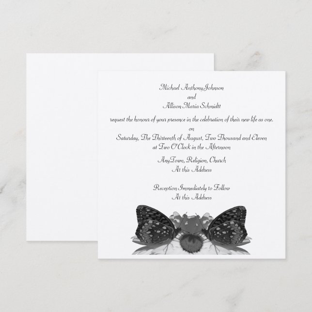 Butterfly Kisses/ Wedding Invitation (Front/Back)