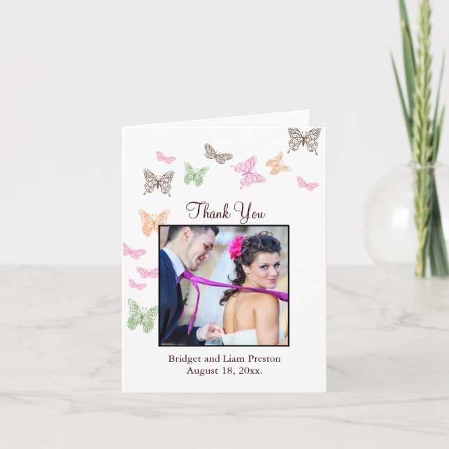 Butterfly Kisses Wedding Thank You Card (Front)