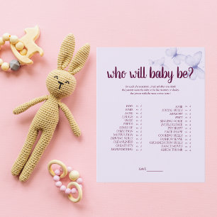 Butterfly Kisses Who Will Baby Be Game Purple