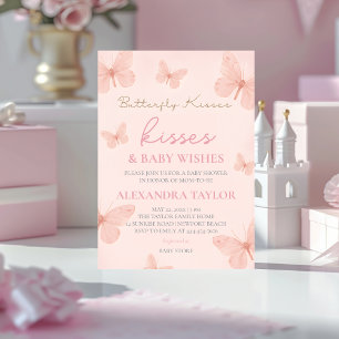 Butterfly Kisses Wishes gender neutral baby shower Invitation