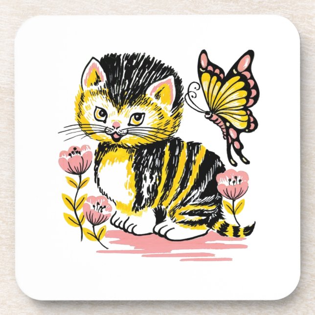 Butterfly & Kitten Coaster (Front)