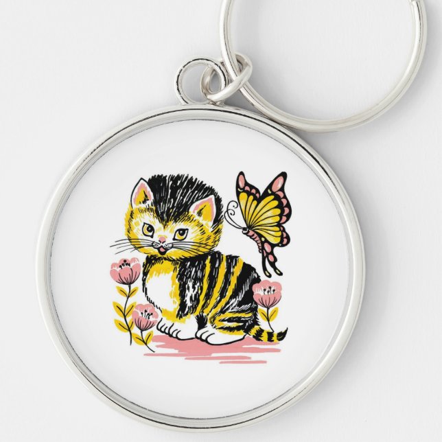 Butterfly & Kitten Key Ring (Front)
