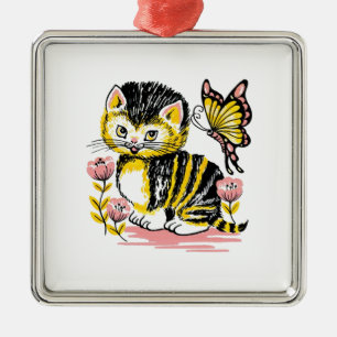 Butterfly & Kitten Metal Tree Decoration