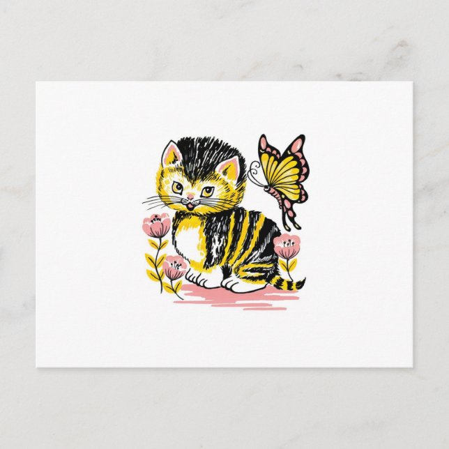 Butterfly & Kitten Postcard (Front)