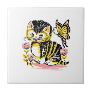 Butterfly & Kitten Tile