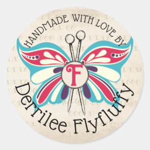 Butterfly knitting needles handmade by stickers