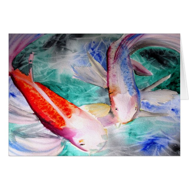 Butterfly Koi watercolour Japanese Fish Art (Front Horizontal)