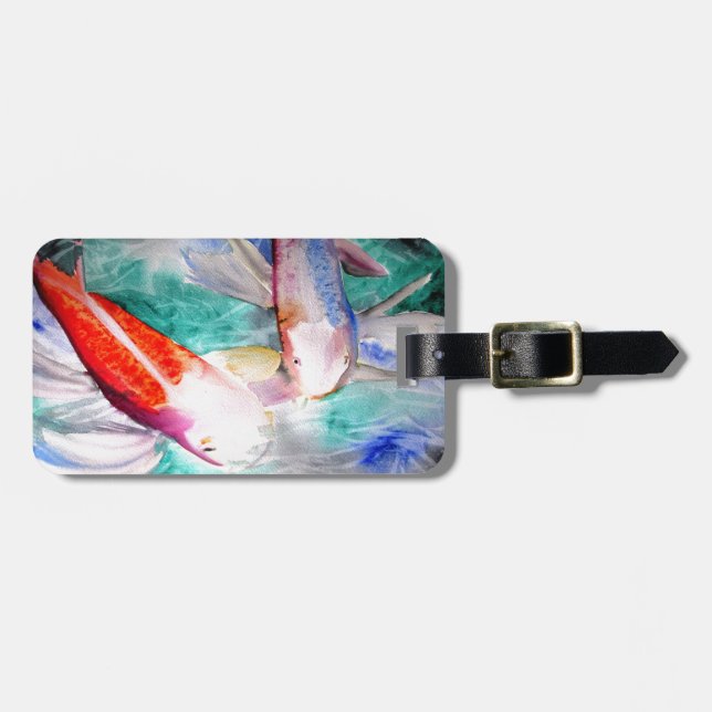 Butterfly Koi watercolour Japanese Fish Art Luggage Tag (Front Horizontal)
