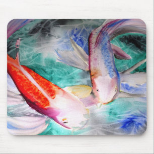 Butterfly Koi watercolour Japanese Fish Art Mouse Mat