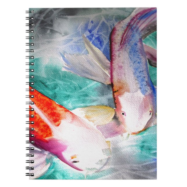 Butterfly Koi watercolour Japanese Fish Art Notebook (Front)