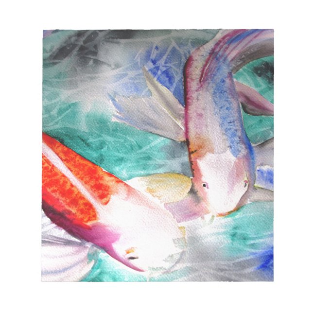 Butterfly Koi watercolour Japanese Fish Art Notepad (Front)