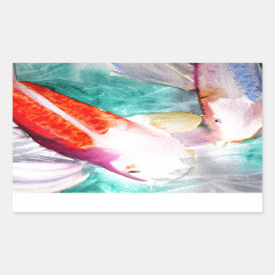 Butterfly Koi watercolour Japanese Fish Art Rectangular Sticker
