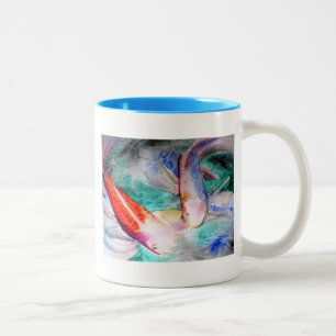 Butterfly Koi watercolour Japanese Fish Art Two-Tone Coffee Mug