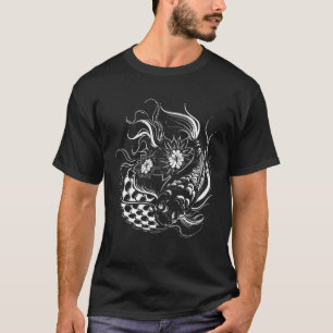 Butterfly Koi Yin Yang Art On A Koi Pond T-Shirt