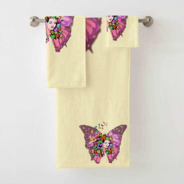Butterfly Lady Bath Towel Set (Insitu)