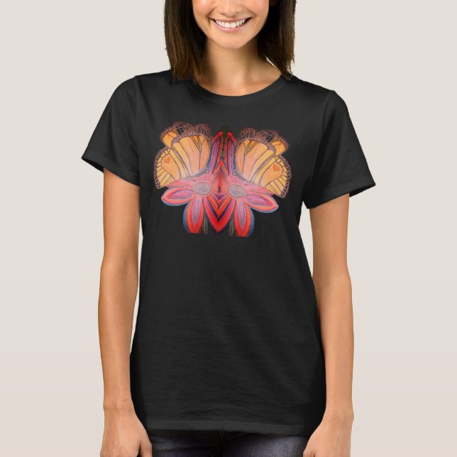 Butterfly landing on flower beautiful T-Shirt (Front)