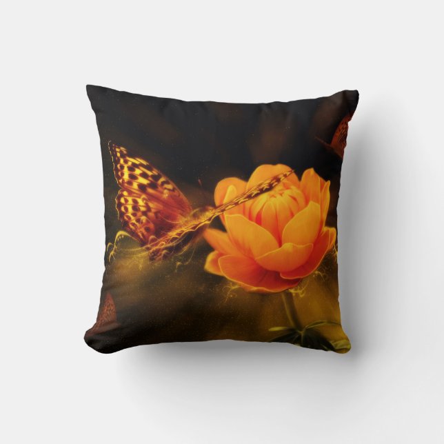 Butterfly Landing on Flower Cushion (Front)