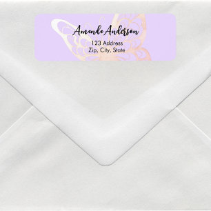 Butterfly lavender pink return address label