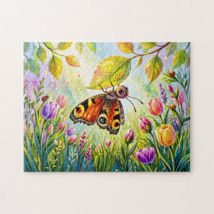 Butterfly Laying Eggs Under Leaf Jigsaw Puzzle