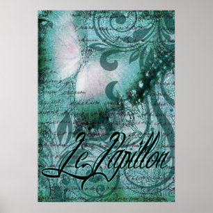 Butterfly- Le Papillon   teal Poster