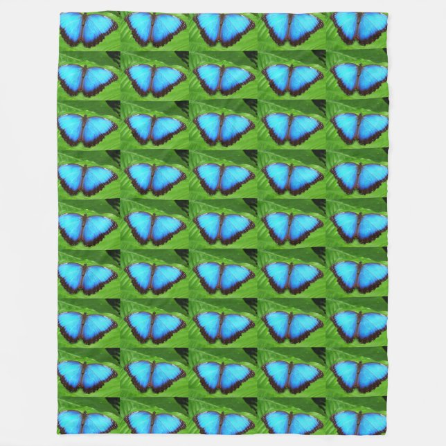 butterfly leaf nature wings wing cute blue fleece blanket (Front)