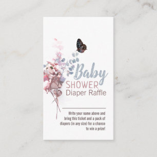 Butterfly Leaves Elegant Baby Shower Diaper Raffle Enclosure Card