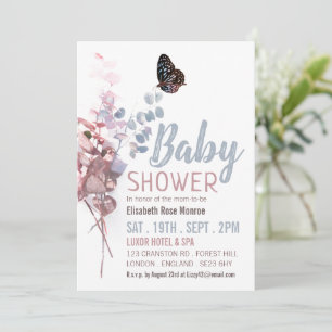 Butterfly Leaves, Elegant Baby Shower Invitation