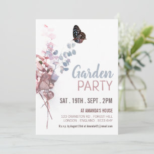 Butterfly Leaves, Elegant Garden Party Invitation