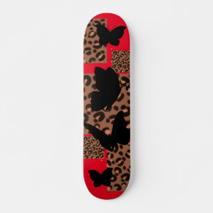 BUTTERFLY LEOPARD/CHEETAH PRINT SKATEBOARD